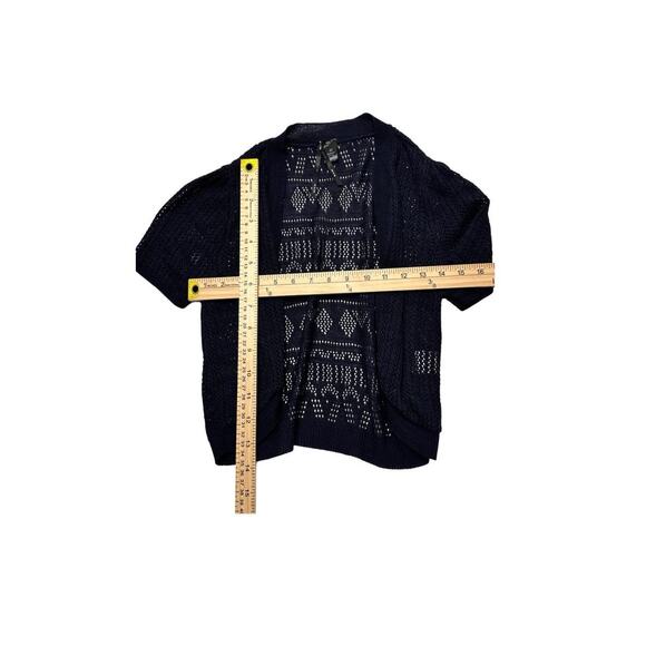 So It Is Size Medium Knitted Crotchet Bolero Shrug  Short Sleeve (Navy Blue) - Picture 3 of 4